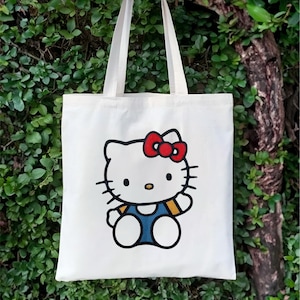 Hello Kitty Einkaufstasche, Cartoon-Liebhaber Geschenk, Einkaufstasche, Anime, Kwaii Cute Kitty, Geburtstag Geschenkidee, Einkaufstasche, Kinder Geschenk, Bücherwurm
