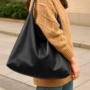 Grand sac fourre-tout en cuir pour femme, sac à bandoulière en cuir, sac à main de ville pour femme, sac à bandoulière pour femme, grand sac souple, cuir décontracté, fête des mères
