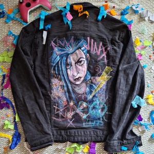 Jinx hand-painted denim jacket | Arcane
