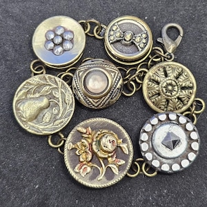 Antique Brass button bracelet #22