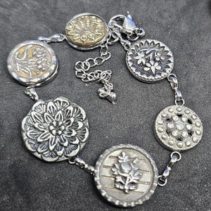 Antique Brass button bracelet #56
