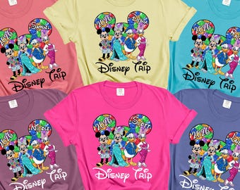 Magliette personalizzate Disney 2026, maglietta personalizzata per viaggio in famiglia a Disneyworld, magliette personalizzate Disney Squad, maglietta Comfort Color Disneyland Group