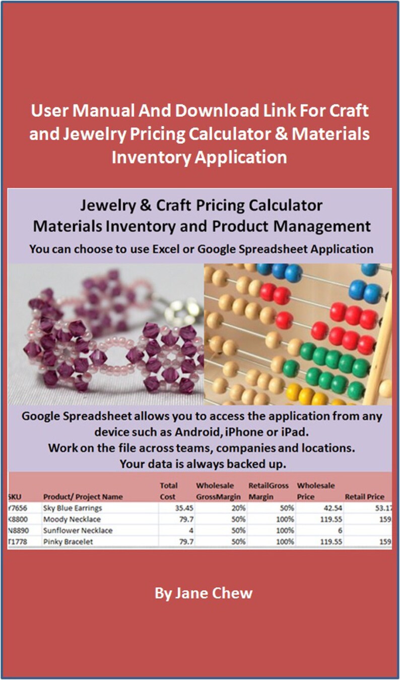 Jewelry & Craft Pricing Calculator Materials Inventory and Etsy