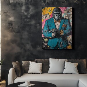Canvas Art Gorilla Wall Art Gorilla Wall Print Gift For Pop Art Fan Wall Decor Office