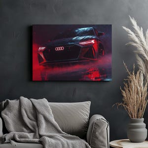 Lienzo decorativo para pared con el logotipo del Audi RS6. Impresión de pared con el logotipo del Audi RS6. Regalo para amantes de los coches. Decoración de pared para coche.