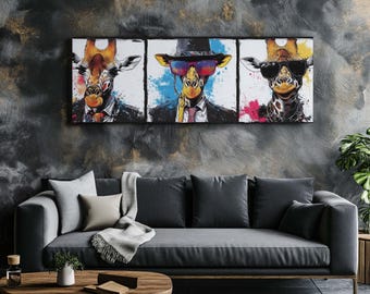 Canvas Art Giraffe Wall Art Giraffe Wall Print Gift For Animal Fan Wall Decor Giraffe