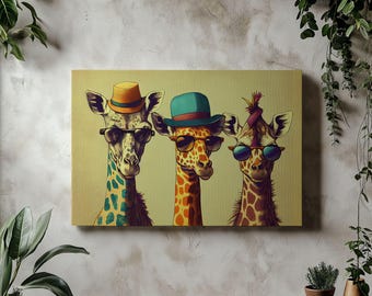 Canvas Art Giraffe Wall Art Giraffe Wall Print Gift For Animal Fan Wall Decor Giraffe