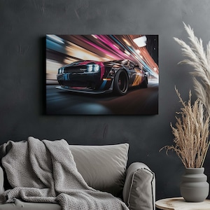 Canvas Art Dodge Challenger Wall Art Dodge Challenger Wall Print Gift For Car Guy Wall Decor Car