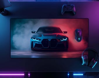BMW M4 Schreibtischmatte, Auto Mauspad, Gaming Desk Mat, Sportwagen Deko, Geschenk für BMW Fan