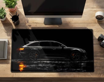 Audi RS6 Schreibtischmatte, Auto Mauspad, Gaming Desk Mat, Performance Auto Deko, Geschenk für Autofan