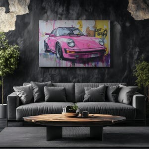 Toile d&#39;art murale Porsche 911 Impression murale Porsche 911 Cadeau pour fan de Porsche, Décoration murale pour voiture