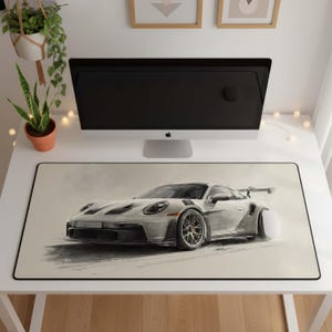 Porsche 911 GT3 RS Desk Mat, Car Mouse Pad, Racing Gaming Mat, Sports Car Desk Decor, Porsche Lover Gift