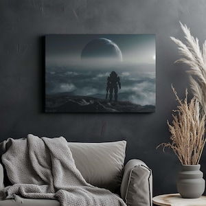 Arte em tela Espaço Paisagem Arte de parede Espaço Impressão de parede Presente para fã de jogos Decoração de parede Espaço