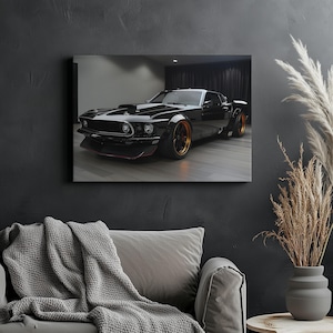 Canvas Art Ford Mustang 1969 Wall Art Ford Mustang Wall Print Gift For Car Guy Wall Decor Car