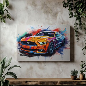 Canvas Art Ford Mustang Wall Art Ford Mustang Wall Print Gift For Car Guy Wall Decor Car