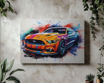 Canvas Art Ford Mustang Wall Art Ford Mustang Wall Print Gift For Car Guy Wall Decor Car