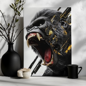 Canvas Art Gorilla Wall Art Gorilla Wall Print Gift For Money Fan Wall Decor Office