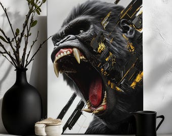 Canvas Art Gorilla Wall Art Gorilla Wall Print Gift For Money Fan Wall Decor Office