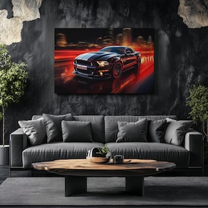 Canvas Art Ford Mustang Wall Art Ford Mustang Wall Print Gift For Car Guy Wall Decor Car