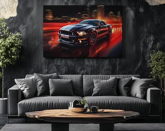 Canvas Art Ford Mustang Wall Art Ford Mustang Wall Print Gift For Car Guy Wall Decor Car