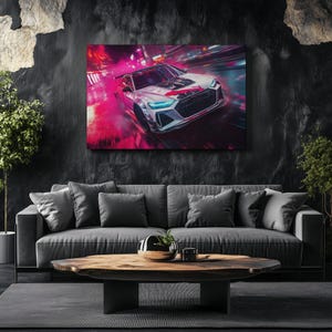 Lienzo decorativo para pared con el logotipo del Audi RS6. Impresión de pared con el logotipo del Audi RS6. Regalo para amantes de los coches. Decoración de pared para coche.