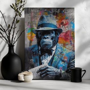 Canvas Art Gorilla Wall Art Gorilla Wall Print Gift For Mafia Fan Wall Decor Office