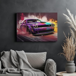 Canvas Art Dodge Challenger Wall Art Dodge Challenger Wall Print Gift For Car Guy Wall Decor Car