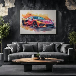 Stampa su tela Corvette C8 Stampa da parete Corvette C8 Regalo per ragazzo di auto Decorazione da parete Corvette C8