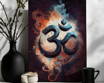 Canvas Art OM Sign Wall Art OM Wall Print Gift For Yoga Fan Wall Decor OM Sign