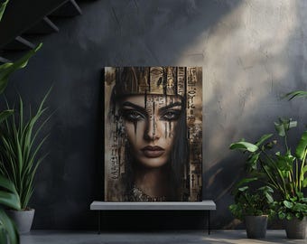 Cleopatra Wall Art – Egyptian Goddess Portrait, Ancient Mythology Canvas, Powerful Feminine Energy Poster