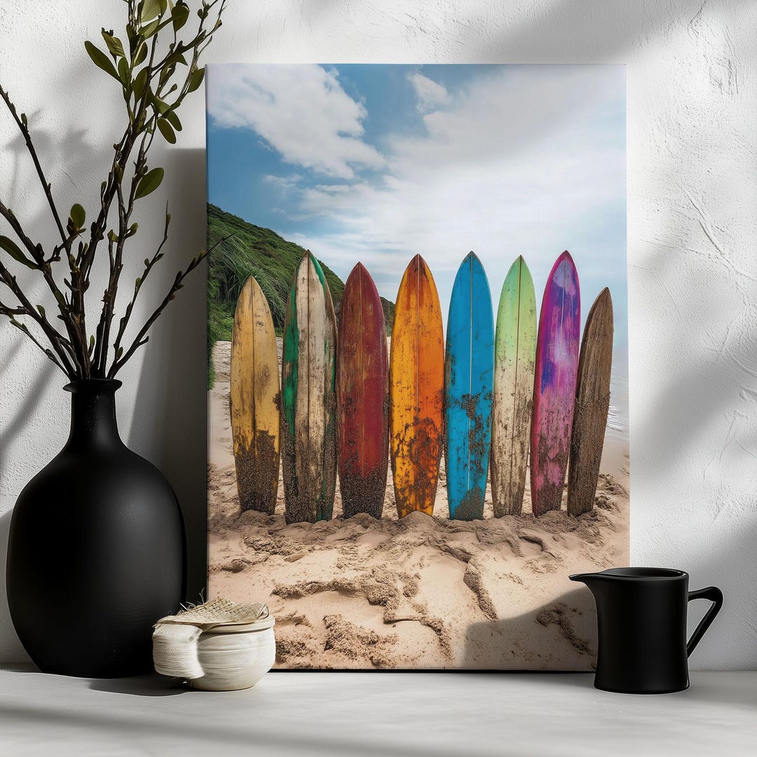 Vintage Surfboard Canvas - Beach Wall Art - Coastal Decor - Surf Shack ...