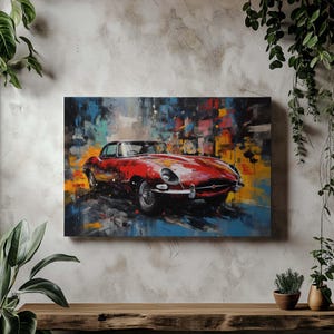Canvas Art Jaguar E-Type Wall Art Jaguar E-Type  Wall Print Gift For Car Guy Wall Decor Car