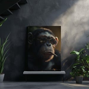 Canvas Art Monkey Wall Art Monkey Wall Print Gift For Money Fan Wall Decor Office