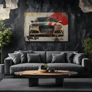 Lienzo decorativo para pared con el logotipo del Audi RS6. Impresión de pared con el logotipo del Audi RS6. Regalo para amantes de los coches. Decoración de pared para coche.