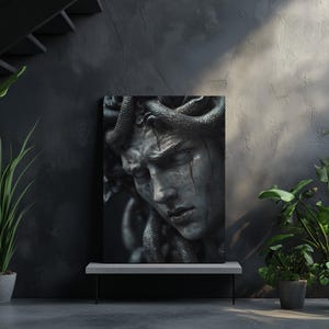 Medusa Canvas Print - Greek Mythology Wall Art - Dark Fantasy Decor - Powerful Female Portrait - Snake Hair Goddess - Gothic Wall Poster