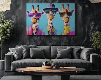 Canvas Art Giraffe Wall Art Giraffe Wall Print Gift For Animal Fan Wall Decor Giraffe