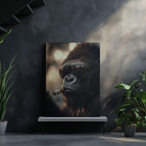Canvas Art Gorilla Wall Art Gorilla Wall Print Gift For Money Fan Wall Decor Office
