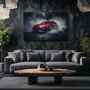 Lienzo decorativo para pared con el logotipo del Audi RS6. Impresión de pared con el logotipo del Audi RS6. Regalo para amantes de los coches. Decoración de pared para coche.