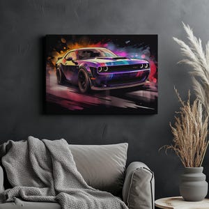 Canvas Art Dodge Challenger Wall Art Dodge Challenger Wall Print Gift For Car Guy Wall Decor Car