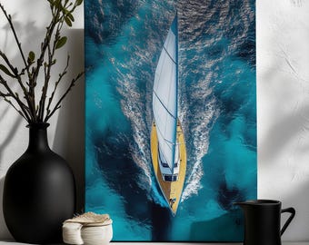 Luxury Yacht Wall Art – Ocean Sailing Poster, Nautical Decor for Living Room, Freedom and Adventure Canvas