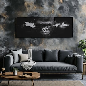 Canvas Art Gorilla Wall Art Gorilla Wall Print Gift For Animal Fan Wall Decor Office