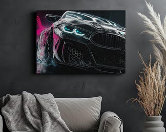 Canvas Art BMW M4 Wall Art Car Wall Print Gift For Car Enthusiast Dark Wall Decor
