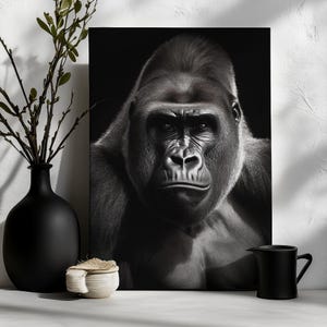 Canvas Art Gorilla Wall Art Gorilla Wall Print Gift For Animal Fan Wall Decor Office