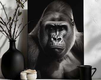 Canvas Art Gorilla Wall Art Gorilla Wall Print Gift For Animal Fan Wall Decor Office