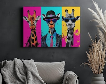 Canvas Art Giraffe Wall Art Giraffe Wall Print Gift For Animal Fan Wall Decor Giraffe