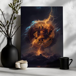 Canvas Art Bitcoin Wall Art Crypto Wall Print Gift For Crypto Fan Wall Decor Bitcoin Lightning Network