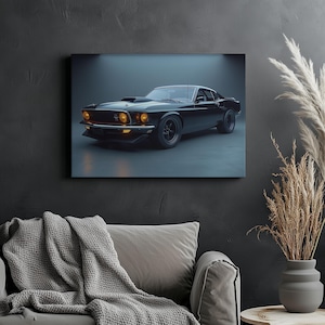 Canvas Art Ford Mustang 1969 Wall Art Ford Mustang Wall Print Gift For Car Guy Wall Decor Car