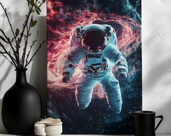 Astronaut canvasafdruk - kunst aan de muur ruimte - poster Galaxy - decor kosmische ruimte - sci-fi artwork - schilderij kosmisch universum
