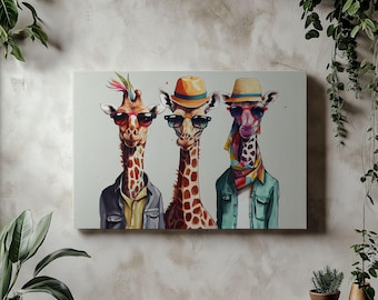 Canvas Art Giraffe Wall Art Giraffe Wall Print Gift For Animal Fan Wall Decor Giraffe