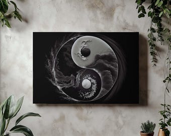 Canvas Art Yin Yang Wall Art Yin Yang Wall Print Gift For Yoga Fan Wall Decor Yin Yang